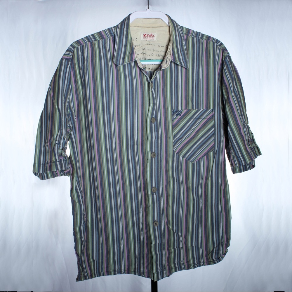 Z Brand Men's XL Short Sleeve Button Up Shirt Multicolor Striped Beach Casual